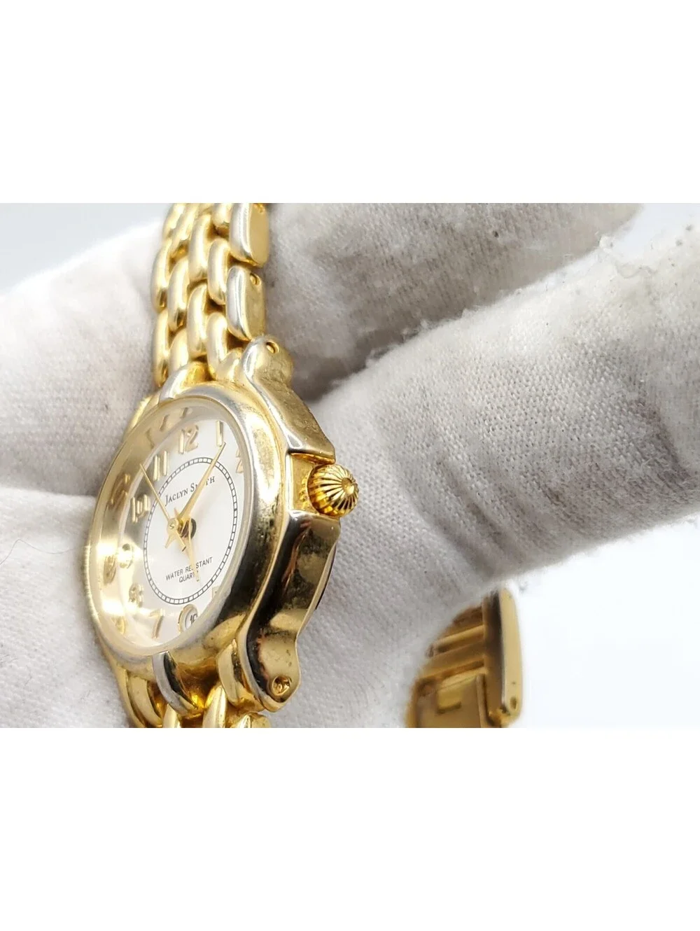 Jaclyn Smith Watch Womens New Battery Gold Tone Date Dial 24mm